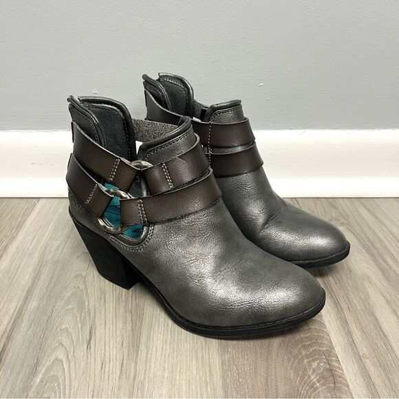 Blowfish Booties Women’s 6.5 Gray Strappy Heeled Ankle - Picture 1 of 7